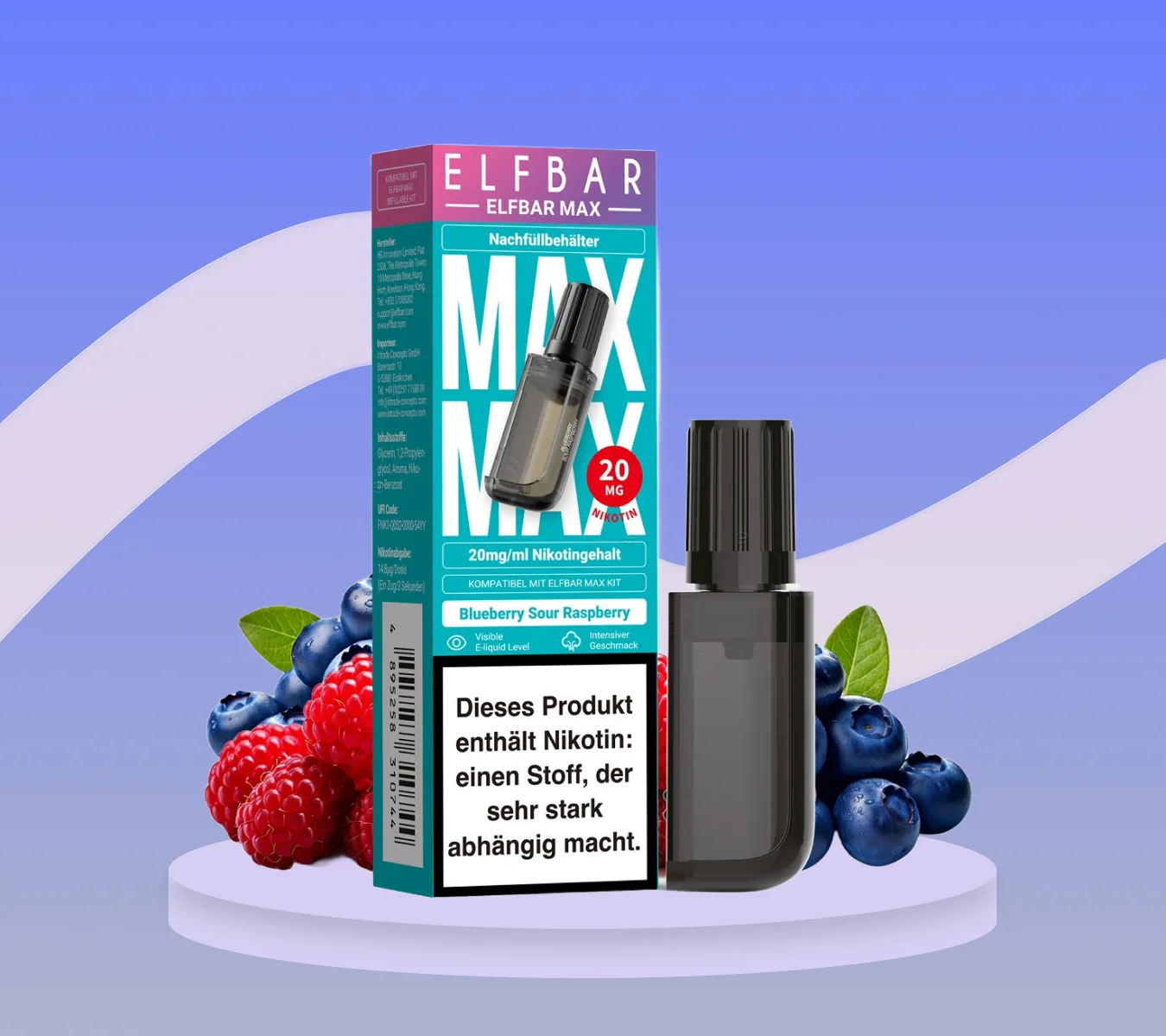 elfbar max blueberry sour raspberry pod ELFBAR MAX Pod 10ml