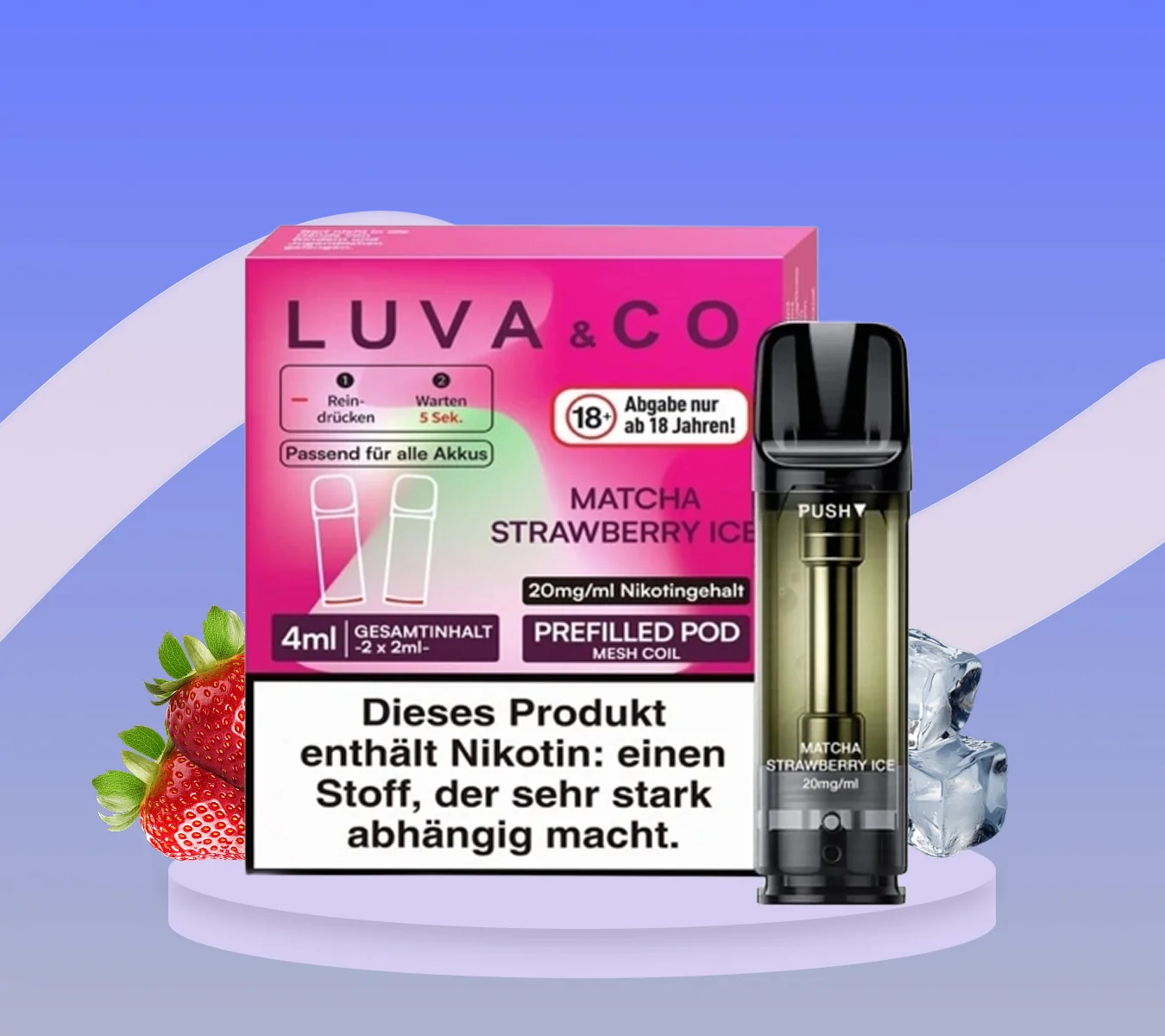 elfbar elfa kaufen Lovesticks Luva Pod Duo Pack Strawberry Lush Ice 20mg/ml (1 Stück) main image 0